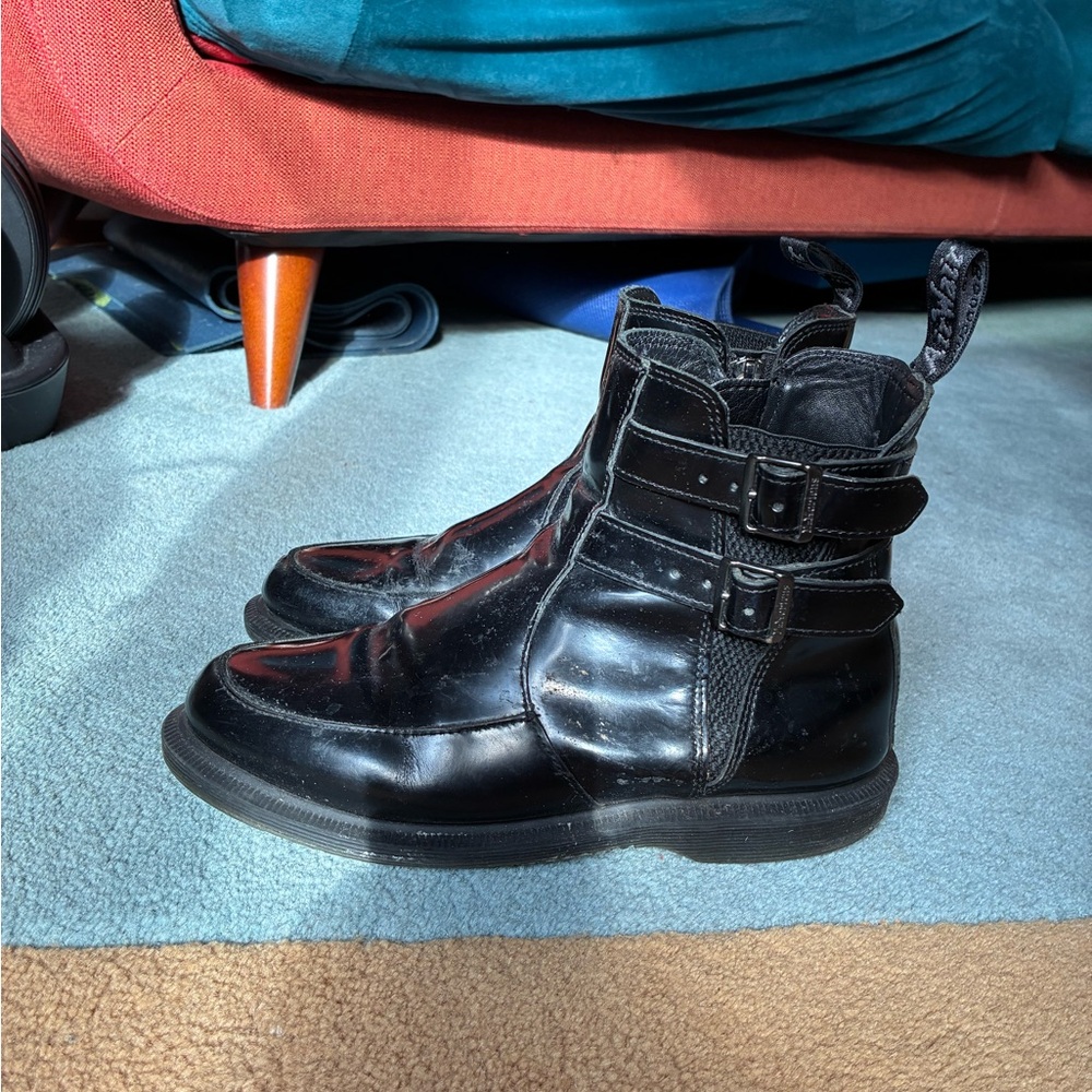 Dr. Martens Black Leather Flora Polished Smooth Chelsea Boot
